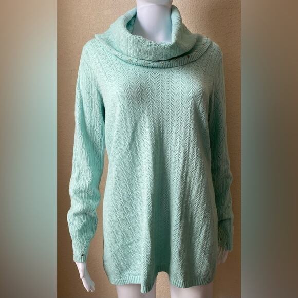 Peck & Peck | Women's Turquoise Blue Green Cowl Neck Pullover Sweater | Small - Picture 1 of 3